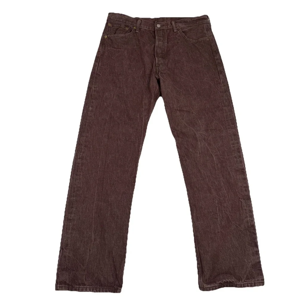 Vintage 90s Levis 501 XX Jeans Mens 36x34 Brown Plum Faded Button Fly Denim‎